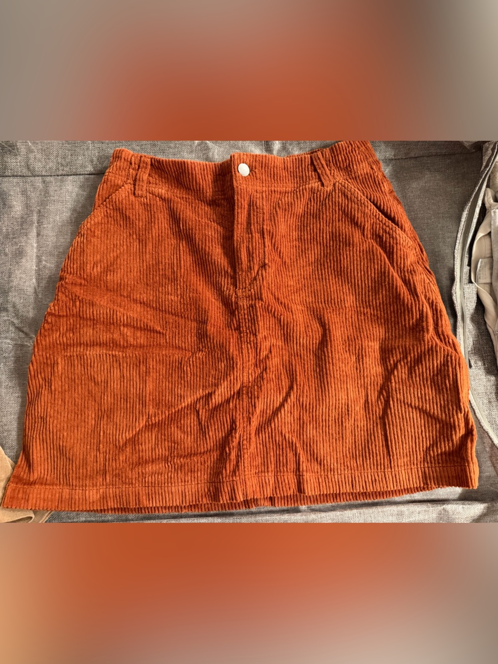 Pact Women's Rust Corduroy A-Line Skirt
